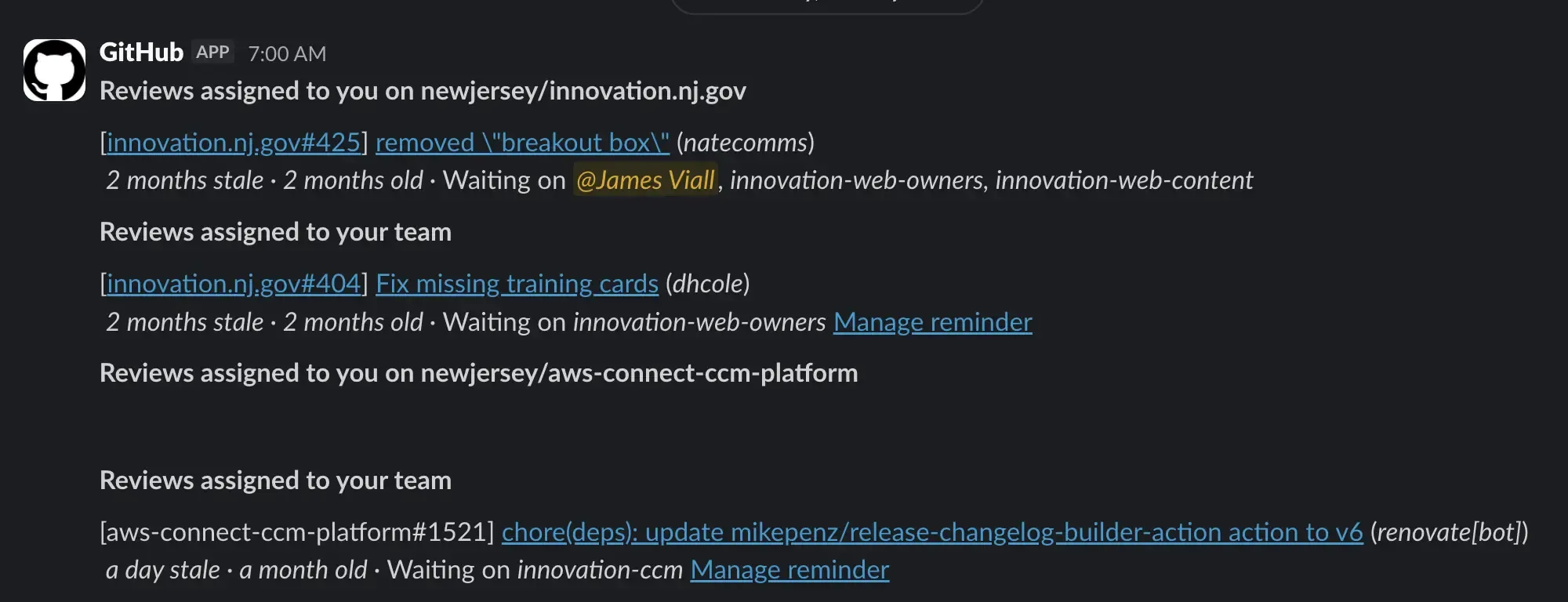 Example of Scheduled Alert in Slack